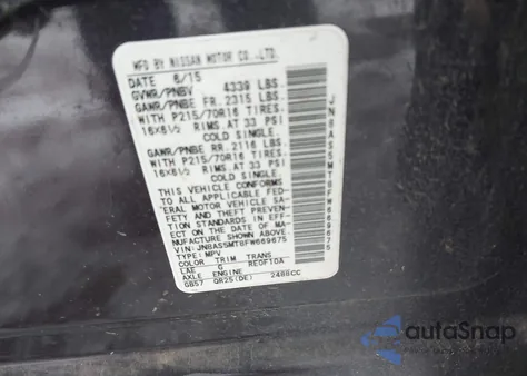 2015 Nissan Rogue Select S из США, поврежденный, VIN JN8AS5MT8FW669675